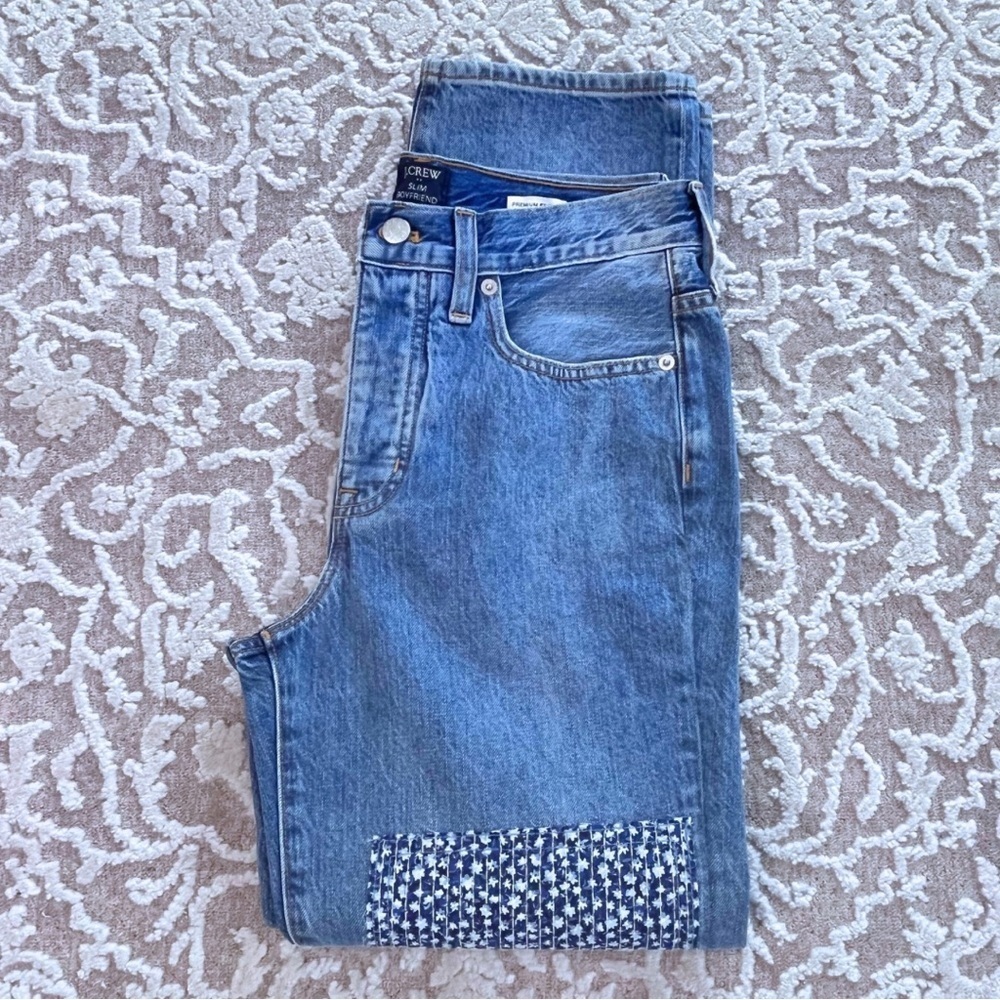 NWOT J. Crew Premium Edition Slim Boyfriend Patchwork Jean - Picture 14 of 16